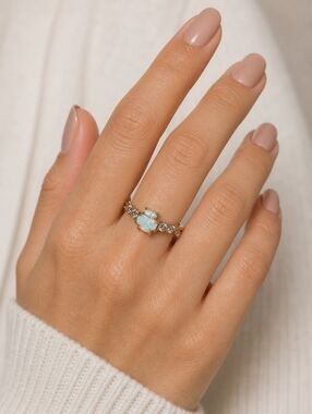 Opal Ring Size 7 – Rose Gold Plated Sparkle